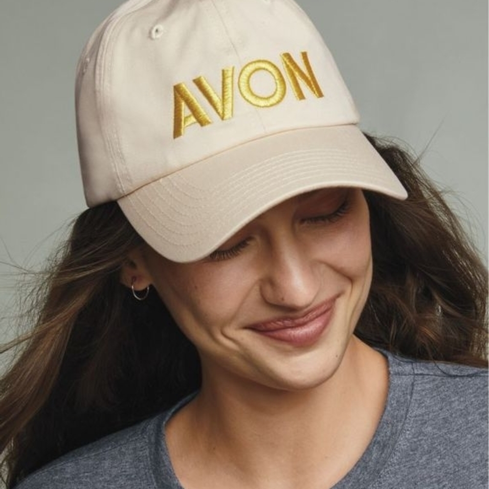 Avon Beige Hat with Gold Logo
